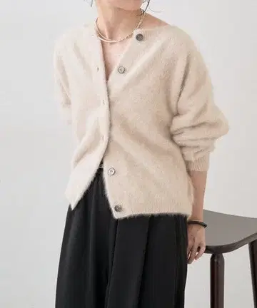 오메카시 퍼 캐시미어 2WAY 가디건 아이보리