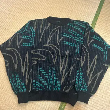 추상적인 패턴 크루넥 니트 구제 의류