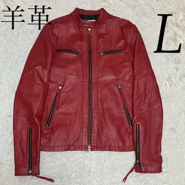 MEN'S BIGI 천연 가죽 양가죽 램 가죽 빨간색 레드 싱글 라이더