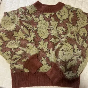 MURUA 잎 무늬 니트 스웨터 브라운 그린