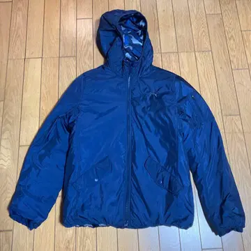 PUMA 리버서블 다운 자켓 후드 부착 카모 패턴 M