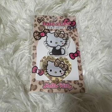 헬로키티 헤어 클립 2개 세트 레오파드 무늬 갸루키티 산리오