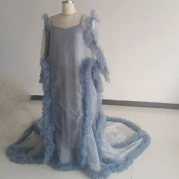 블루 튤 드레스 컬러 드레스