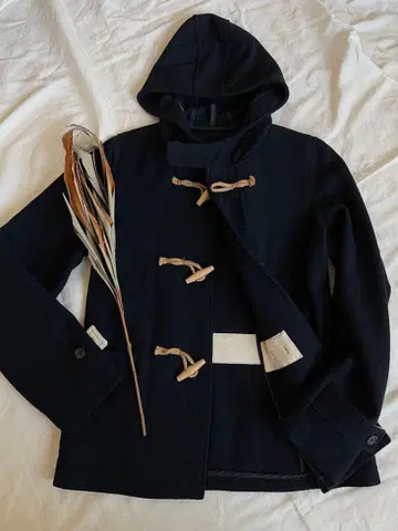 후드 부착 더플 코트 네이비