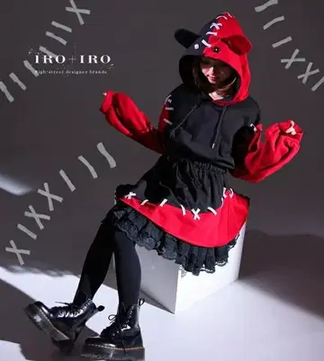 Favorite 오리지널 짝짝이 테디베어 투톤 후드티 원피스