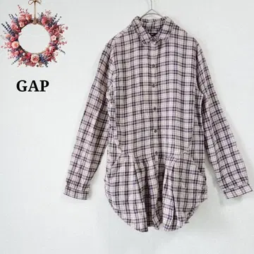 [ 작은 사이즈 XS ] GAP 갭 미들 기장 셔츠 튜닉 체크 무늬