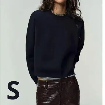 [ ZARA ] 무지 니트 스웨트 셔츠 S 네이비