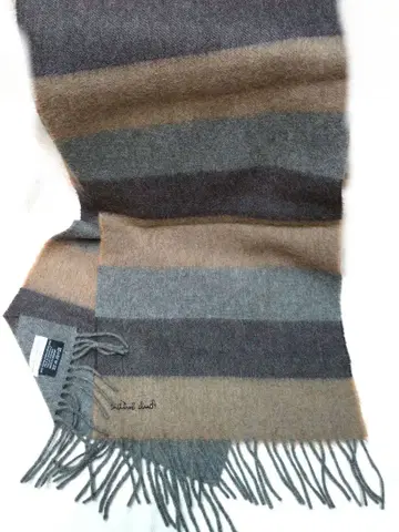 폴스미스 머플러 보더 무늬 독일제 카멜 울