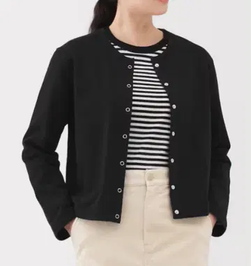 [새상품, 택 포함] 무인양품 쭈리 맨투맨 가디건 블랙 XL