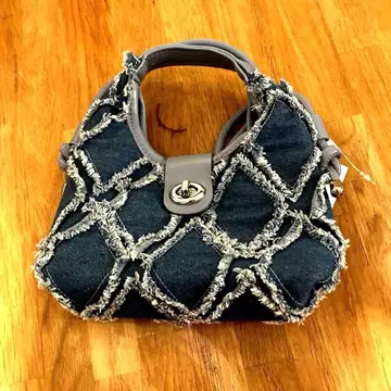 데님 블루 프린지 장식 핸드백