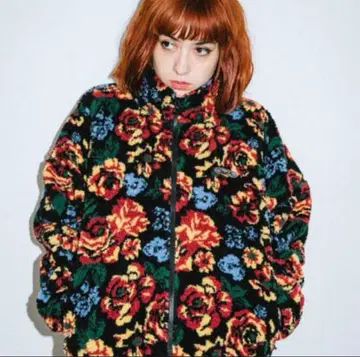 X-girl 꽃무늬 보아 자켓 하프 지퍼