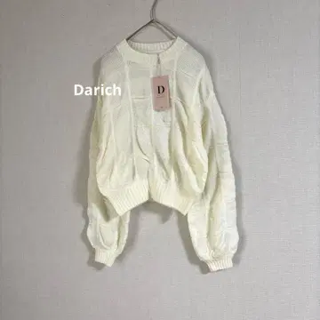새상품급 미사용 Darich 블록 니트 상의 아이보리 숏 기장