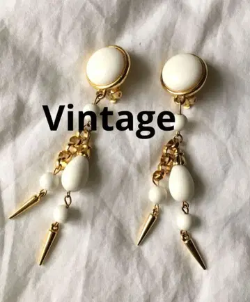 빈티지 화이트칼라 골드 귀걸이 스윙