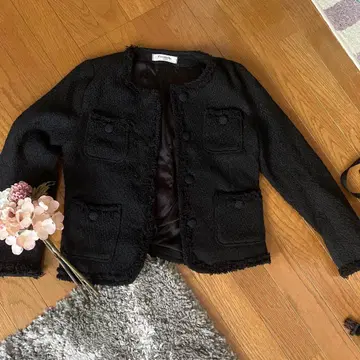 블랙 노카라 자켓 노카라