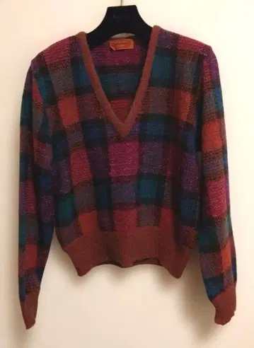 MISSONI 체크 무늬 V넥 스웨터