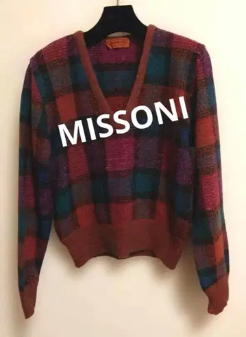 MISSONI 체크 무늬 V넥 스웨터