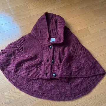 PAGEBOY 버건디 니트 케이프 코트