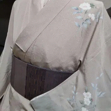 순수 실크 가나자와풍 가지 꽃무늬 호몬기 (822)