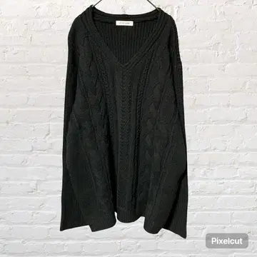 11655 써니 데이지 V넥 니트 스웨터 블랙 빅 사이즈 3L