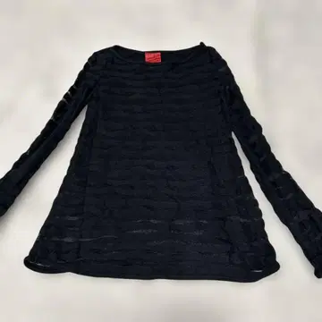 sybilla 블랙 물결 시스루 배색 디자인 긴팔 니트 M 사이즈