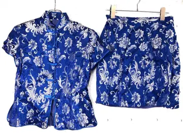 Y2K 코스프레 복장 구제 의류 차이나복 스커트 셋업 투피스