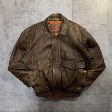 80s A-2 천연 가죽 bomber jacket 가죽 자켓 브라운