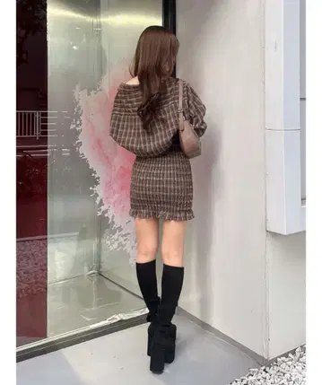 EATME 블라우스 셔링 원피스 세트