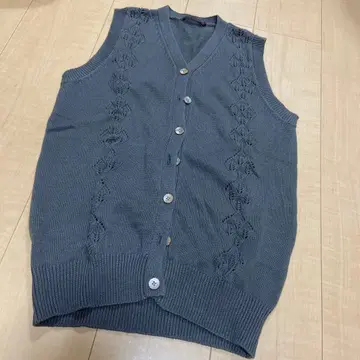 택 없음 새상품 마드모아젤 논논 파파스 니트 베스트 슬리브리스 면 린넨