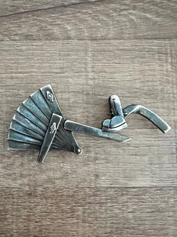 새상품급 순은제 오비 고정 띠 앤티크 투구와 부채 모티브