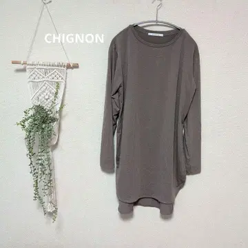 CHIGNONSTAR 그레이 긴팔 T셔츠