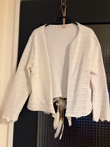 Derhy 화이트 스트라이프 가디건 L