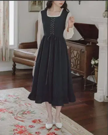 Yuruly 네이비 프릴 원피스 M