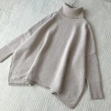 23구 마이스탠다드 울 캐시미어 터틀넥 슬릿 와이드 니트 38