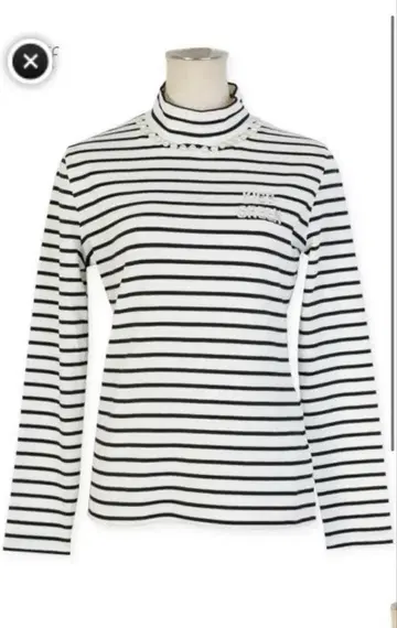 KISS GREEN 펄 장식 보더 모크넥 상의