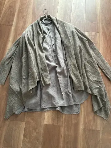 새상품급 [ SEEPSTORE ] 린넨 돌먼 퍼 원피스 그레이