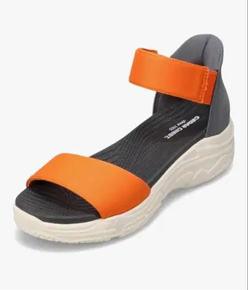 [ 중고 ] 핑거프리 슈즈 오렌지 스트랩 샌들 통굽