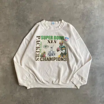 길단 맨투맨 프린트 패커스 화이트 그린 구제 의류 XL 11543