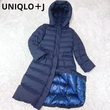 새상품급 UNIQLO+J 울트라 라이트 다운 후디드 코트 네이비 S