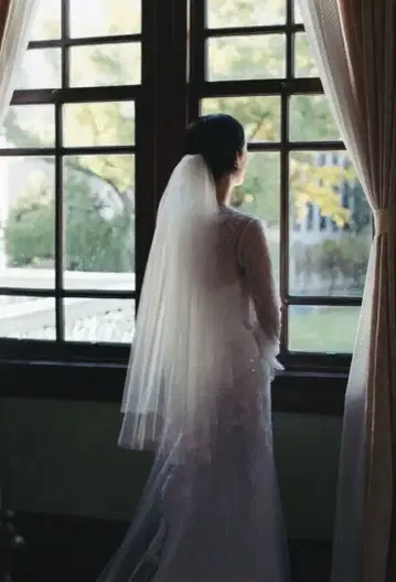 JUNO 무지 숏 베일 결혼식 촬영 브라이덜