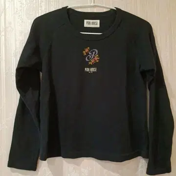 핑크하우스 크로스 스티치 자수 티셔츠 블랙