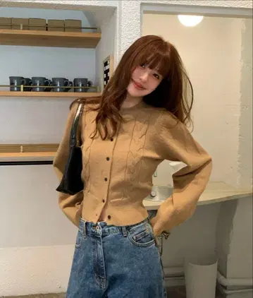 티티베이트 케이블 디자인 니트 가디건