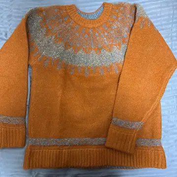 니코앤드 - 오렌지 무늬 니트 스웨터 M