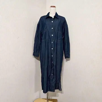 MAISON BREEZE 데님 셔츠 원피스 롱 기장 면100% ( F )