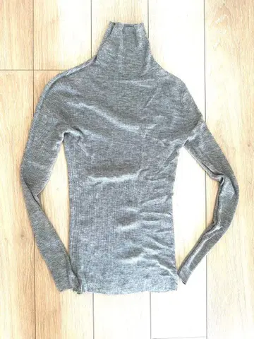 [ 새상품급 ] PLST 라메 시어 리브 터틀 니트 ( 그레이 )