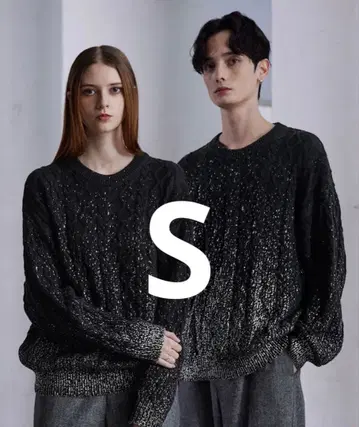 [ CLEL ] 호일 프린트 케이블 크루넥 니트