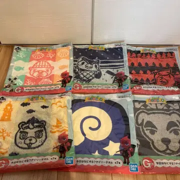 [ 미개봉 새상품 ] 동물의 숲 제일복권 G상 타월 6종 세트