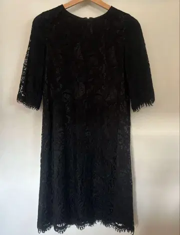 [23구] 블랙 꽃무늬 레이스 원피스 7부 소매 무릎 기장