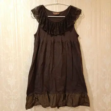 핑크하우스 티셔츠 튜닉 브라운 도트