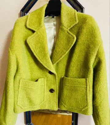 DUAL VIEW 라임 그린 더블 브레스트 자켓