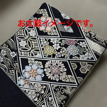 미사용 새상품 시즈카 나고야 오비 오리사이 실크 블랙 베이스